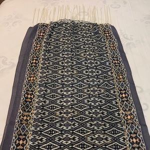 Thai Purple Shawl Scarf with Black, White, and Golden pattern
